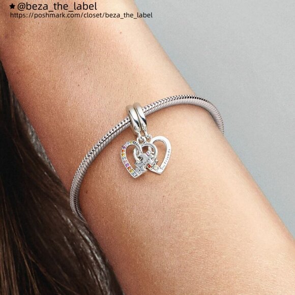 Pandora Puzzle Piece Hearts Splittable Friendship Dangle Charm - Picture 2 of 2